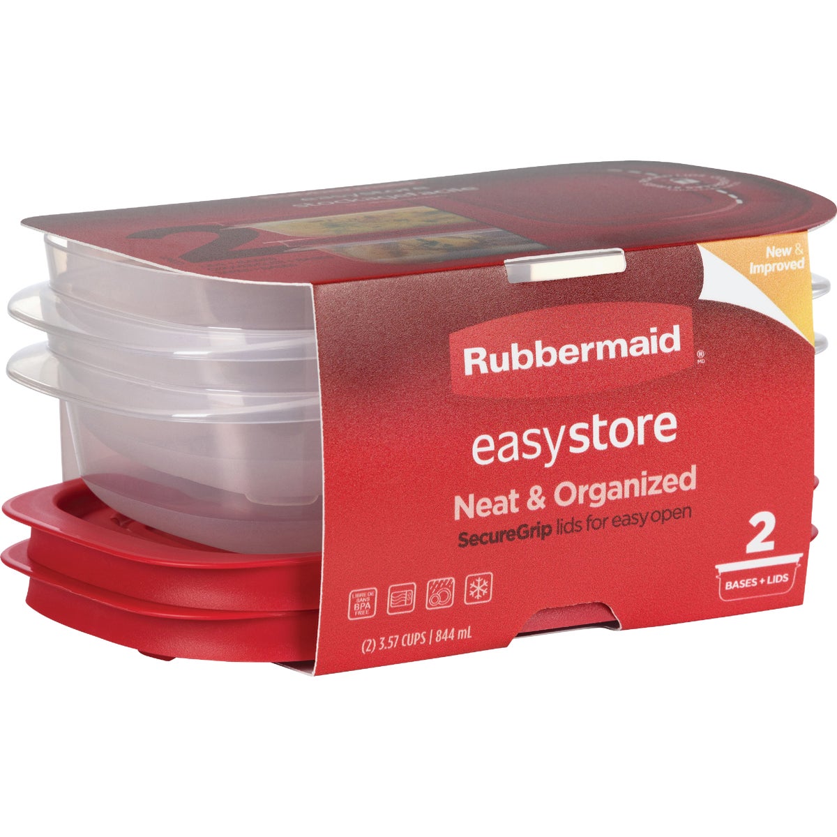 Rubbermaid 3.57-Cup EasyStore Rectangular Food Storage Container with Lid (2 Pack) Image 5