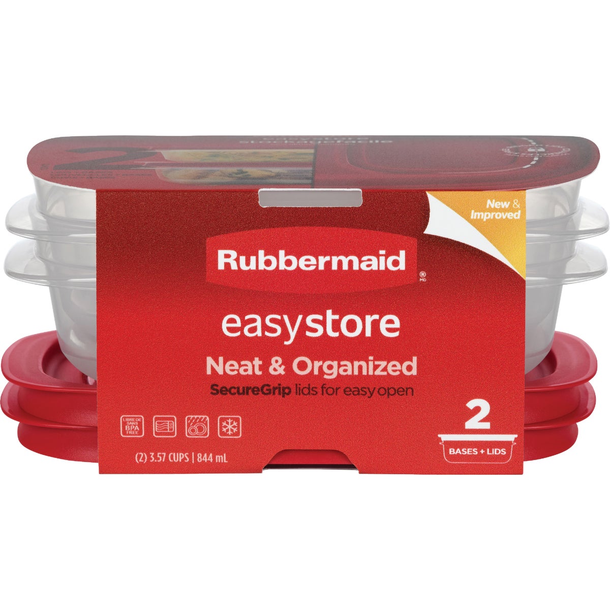 Rubbermaid 3.57-Cup EasyStore Rectangular Food Storage Container with Lid (2 Pack)
