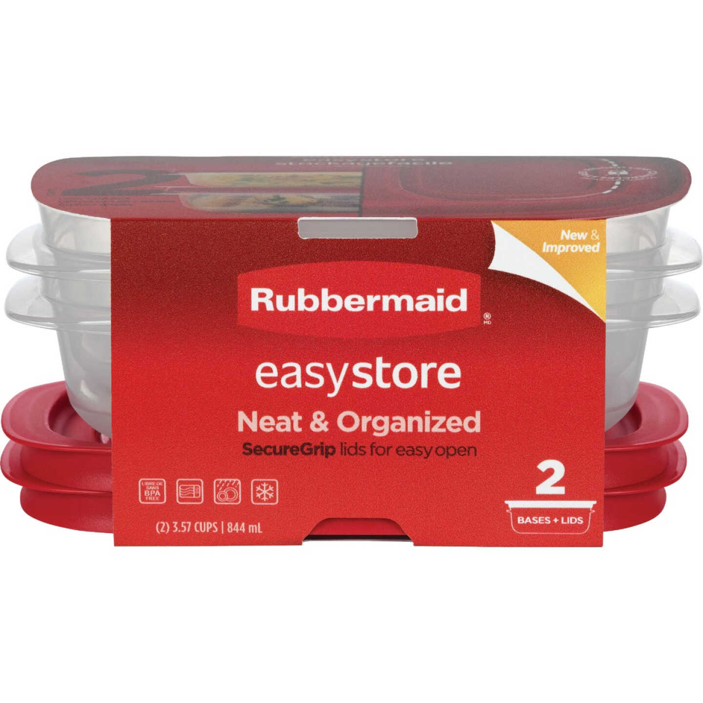Rubbermaid 3.57-Cup EasyStore Rectangular Food Storage Container with Lid (2 Pack) Image 1