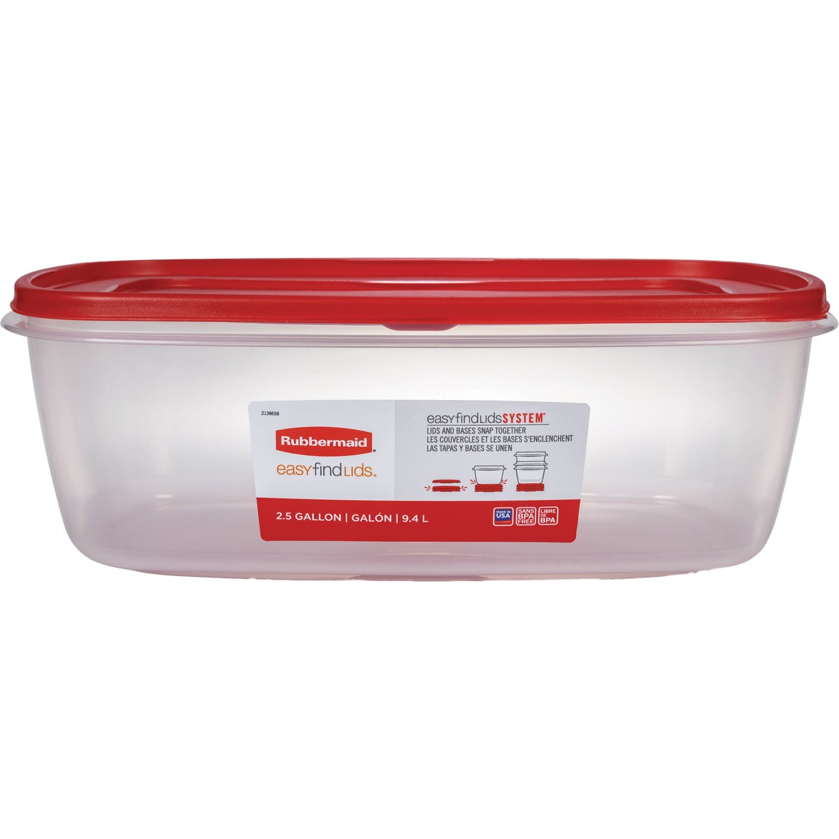 Rubbermaid EasyStore 41.5 C. Clear Rectangular Food Storage Container with Lid Image 2