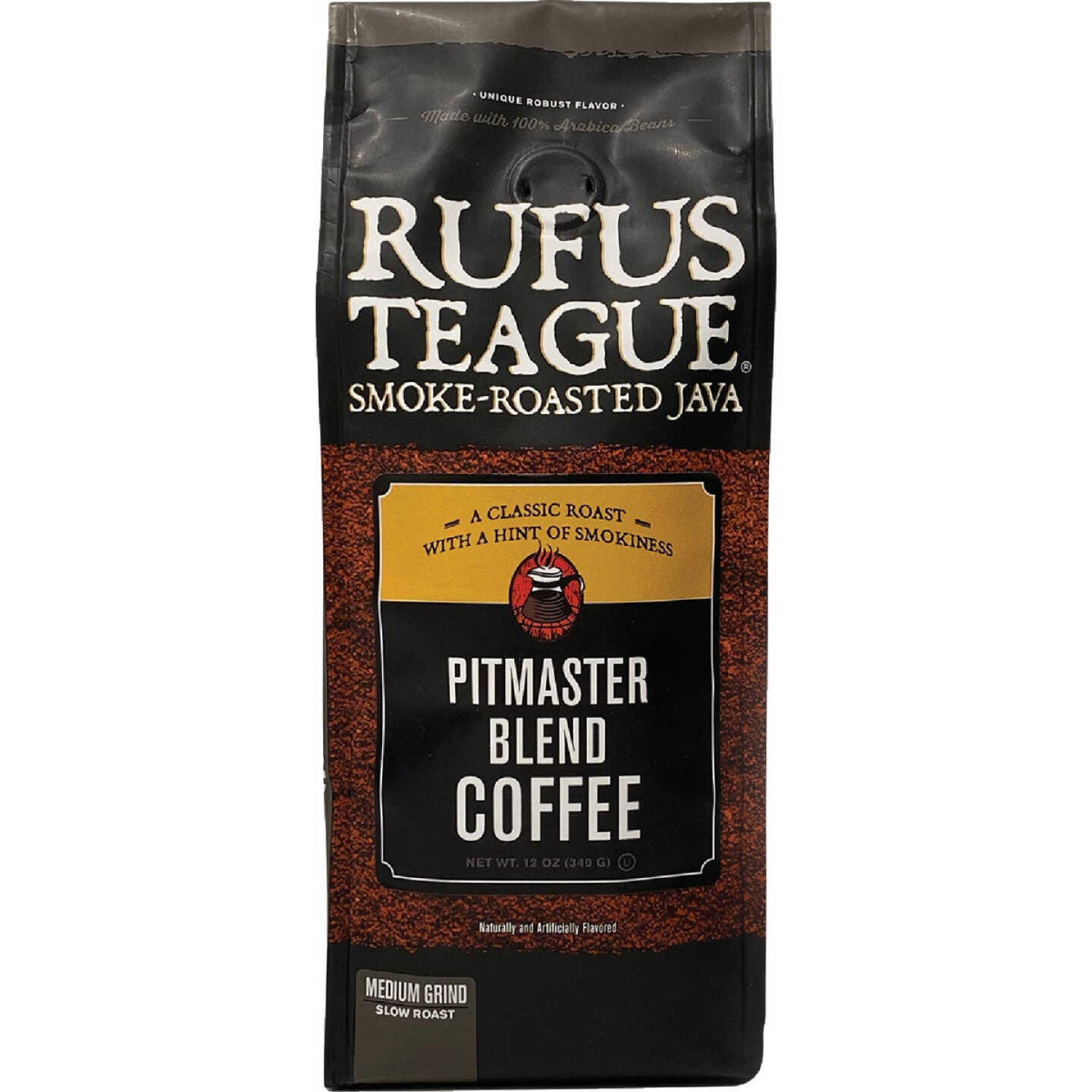 Rufus Teague 12 Oz. Smoke Roasted Coffee, Pitmaster Blend, Medium Grind Image 1