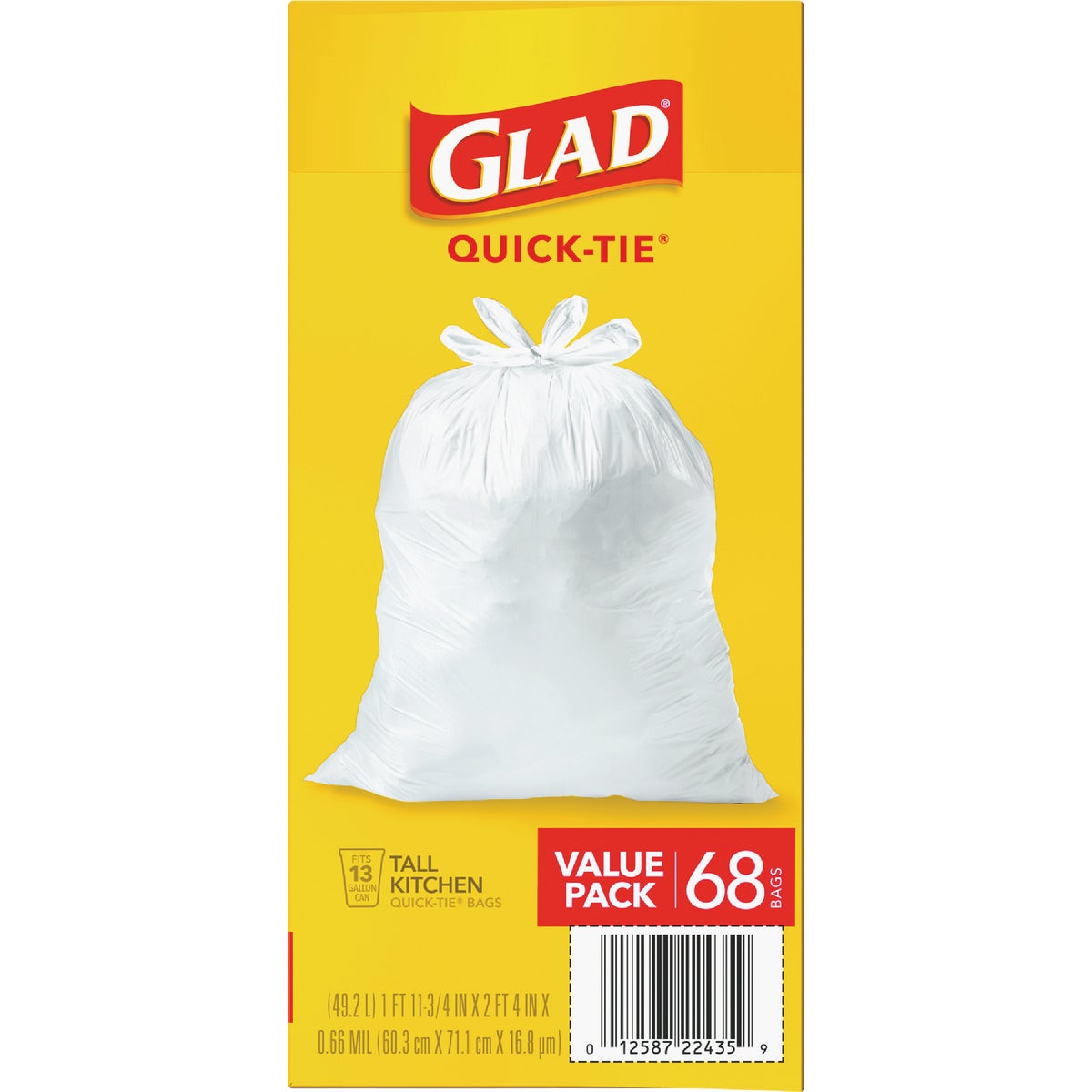 Glad Quick-Tie 13 Gal. Tall Kitchen Trash Bags (68-Count) Image 3