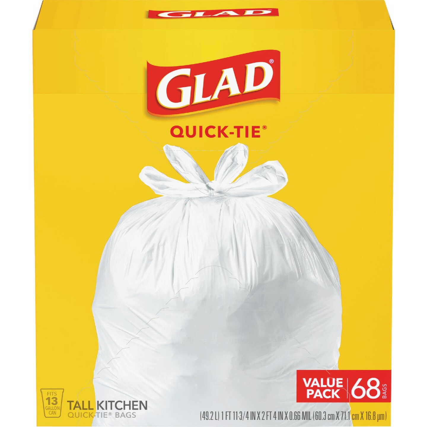Glad Quick-Tie 13 Gal. Tall Kitchen Trash Bags (68-Count) Image 1