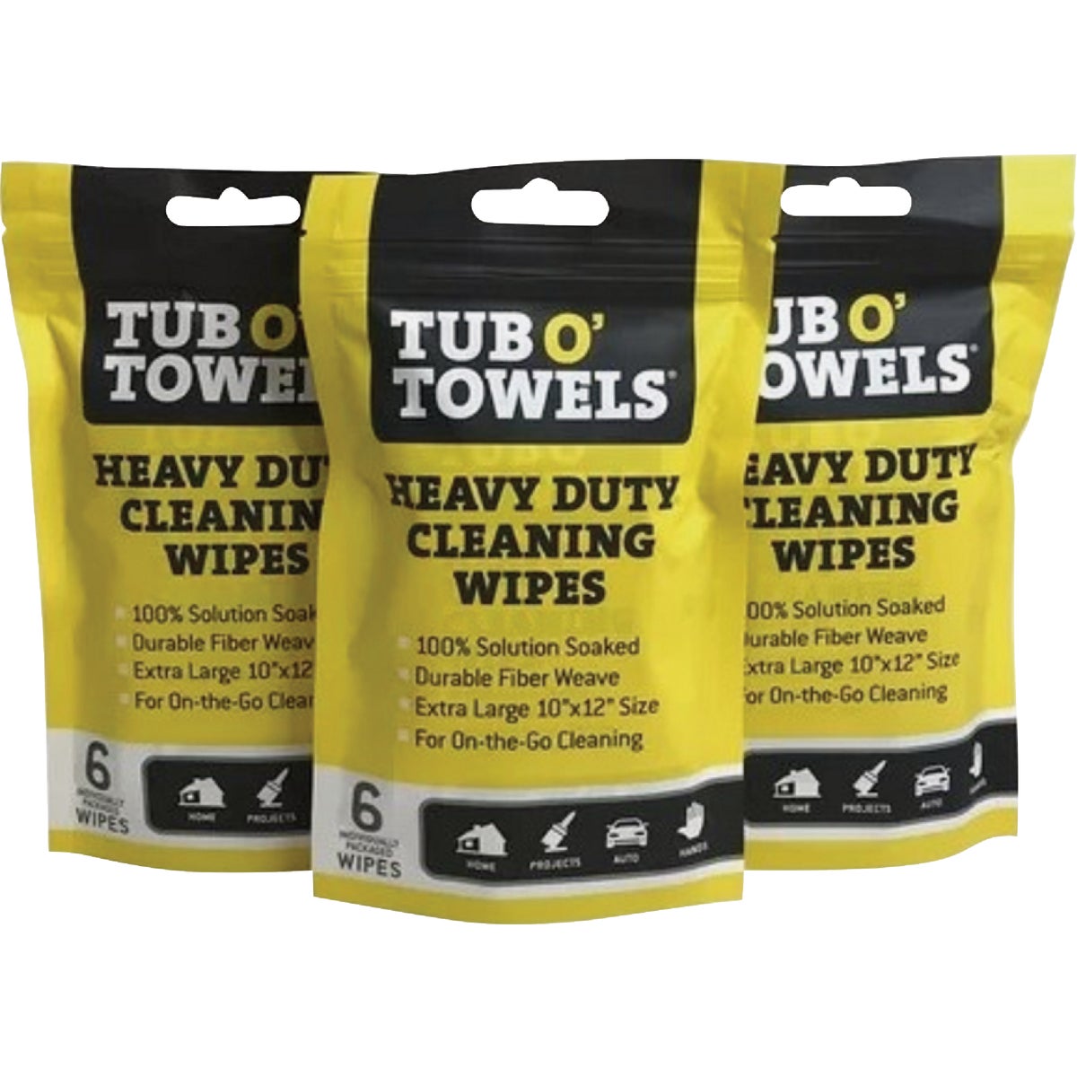 Tub O' Towels Heavy Duty Cleaning Wipes - Singles Pouch (6-Count) Image 3