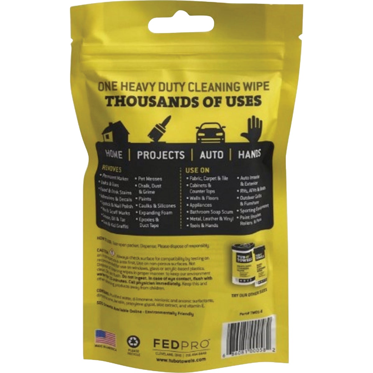 Tub O' Towels Heavy Duty Cleaning Wipes - Singles Pouch (6-Count) Image 2