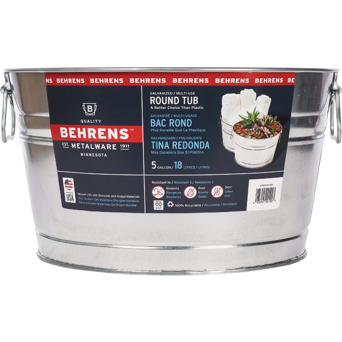 Behrens 5 Gal. Round Galvanized Steel Utility Tub