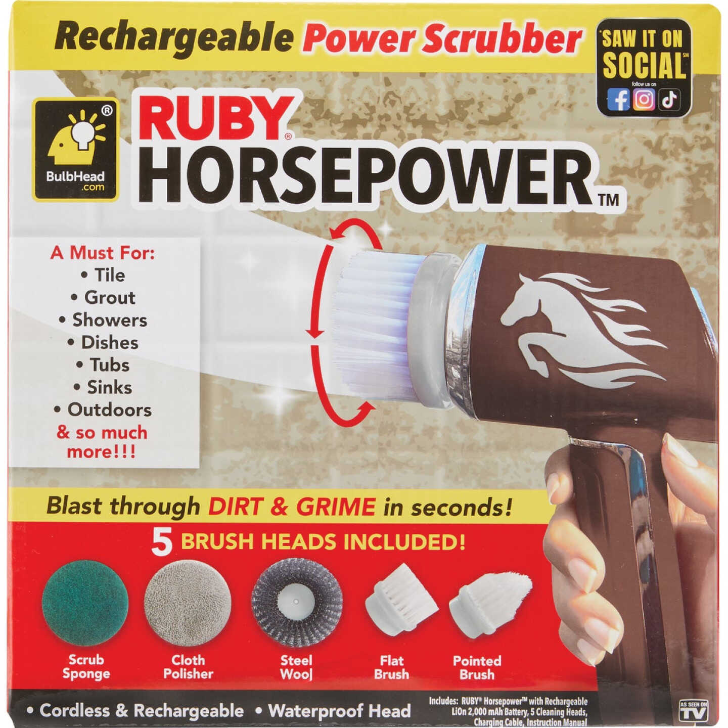 Ruby Horsepower Handheld Cordless Power Scrubber Image 2