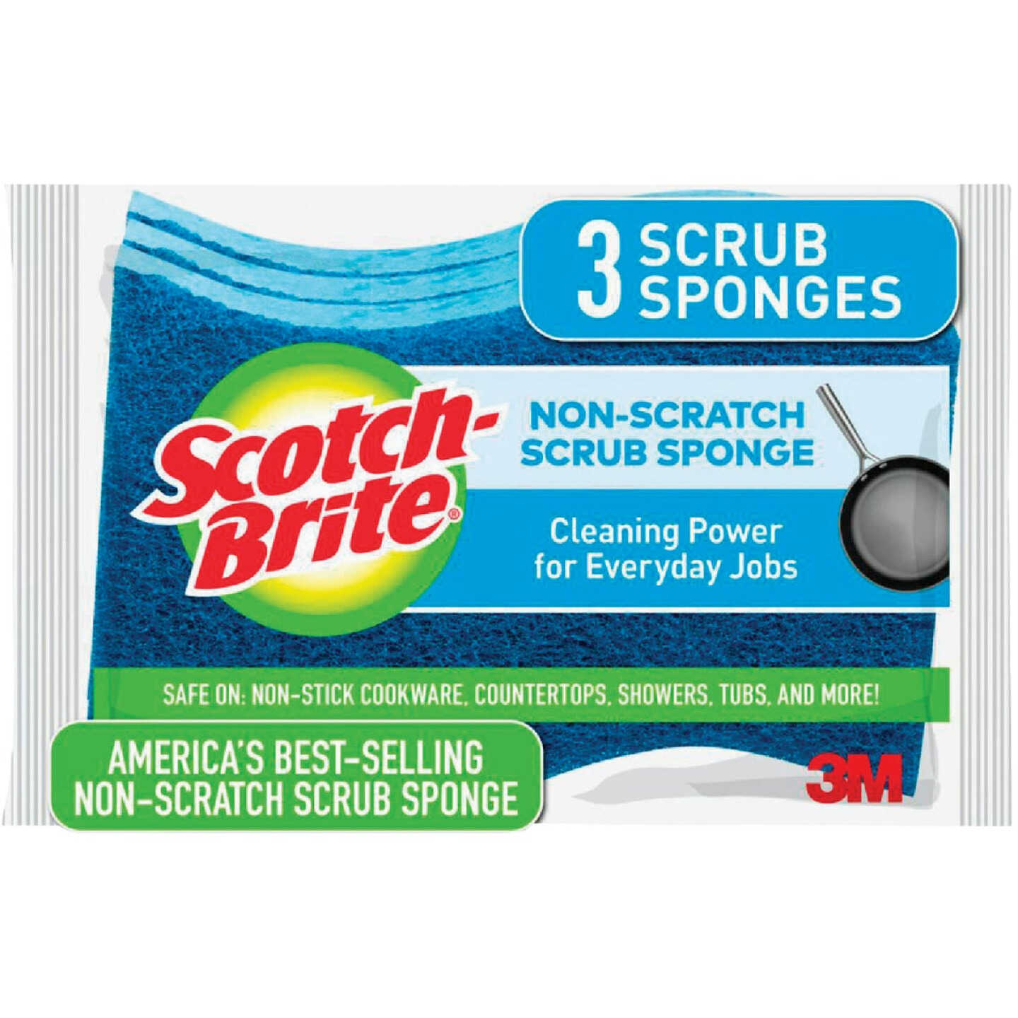 Scotch-Brite Zero Scratch Scrub Sponge, 4.4 In. x 2.6 In. x 0.7 In. Image 1