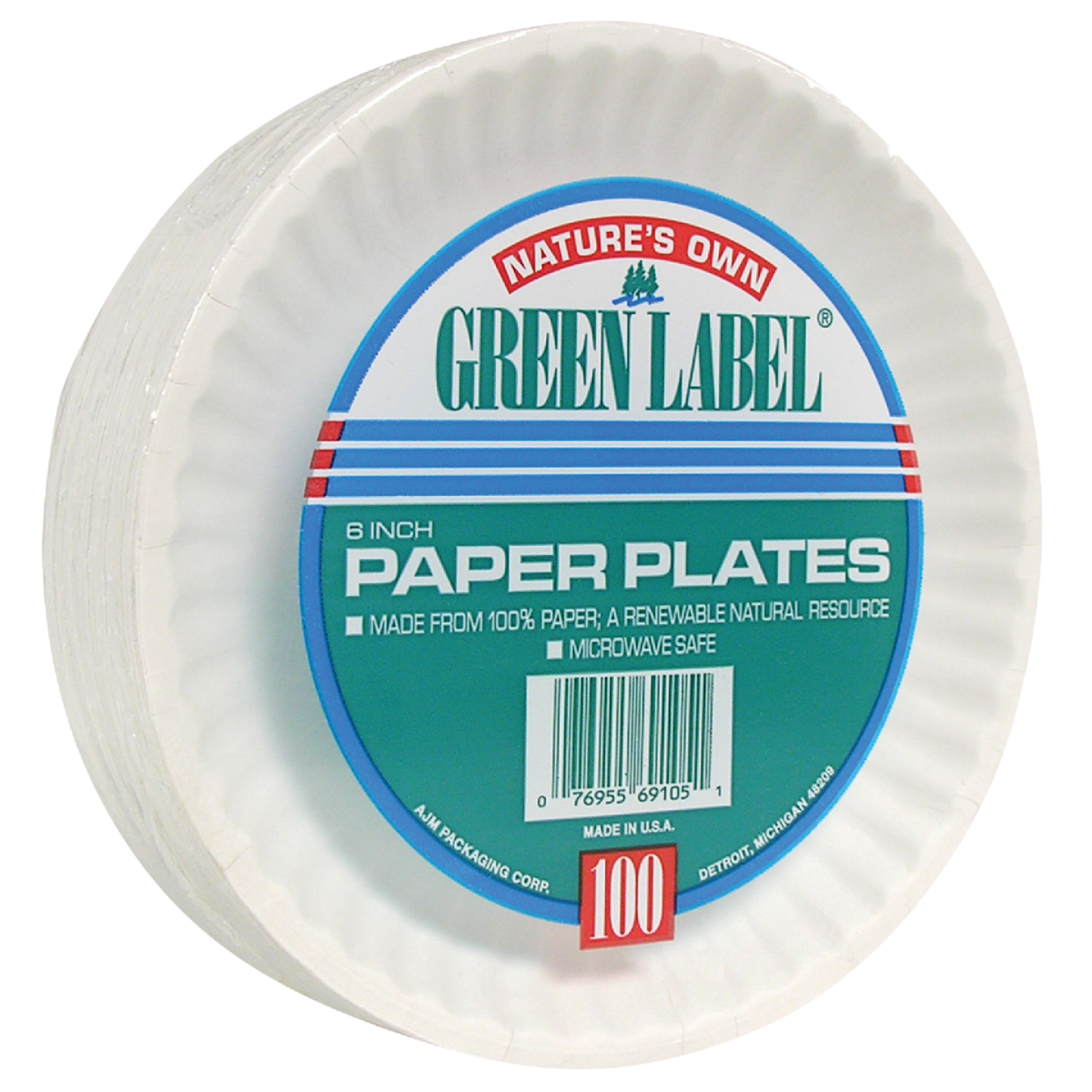 AJM Nature's Own Green Label 6 In. Paper Plates (100-Count) Image 1