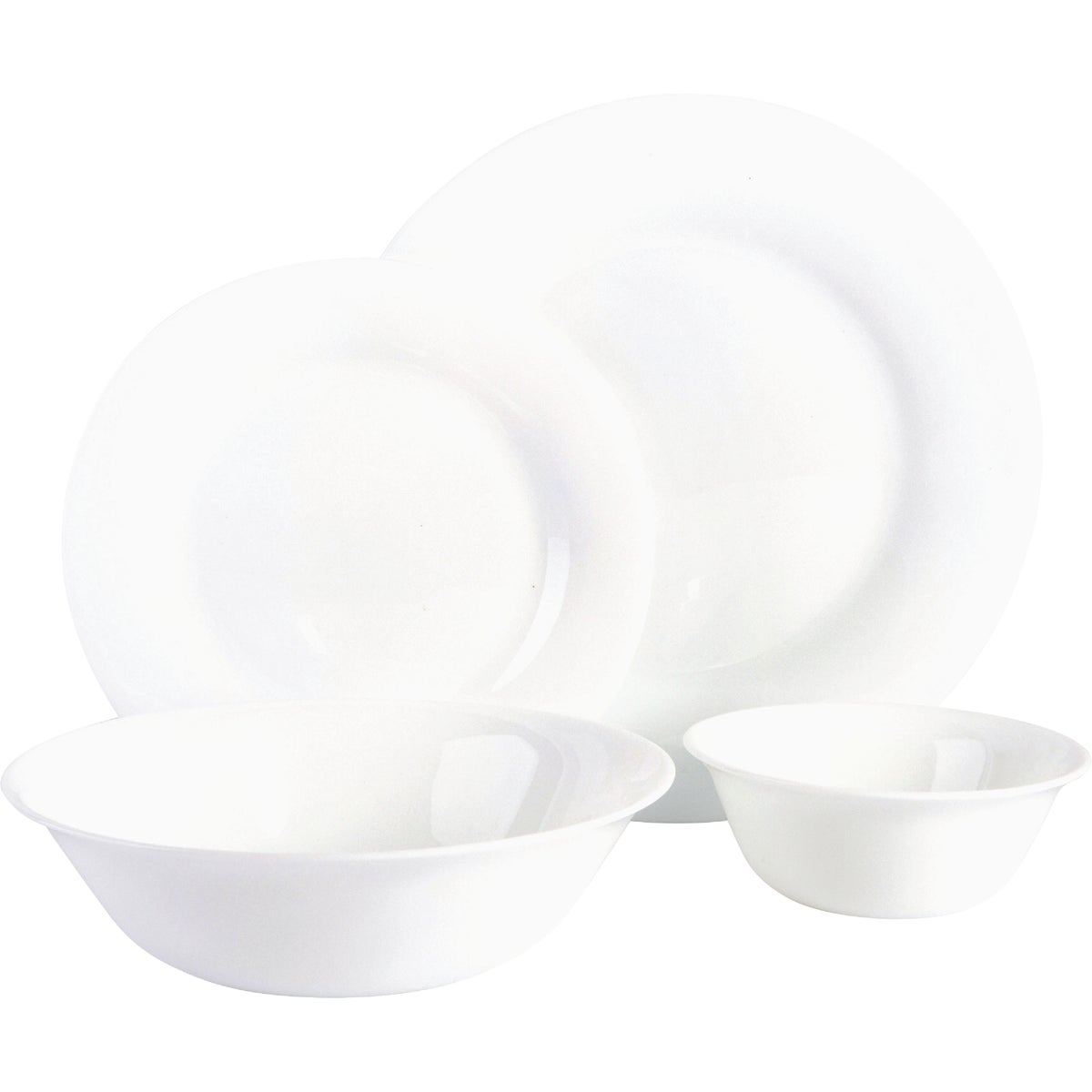Gibson Home Ultra White Shadow Opal Glass Dinnerware Set (36-Piece)