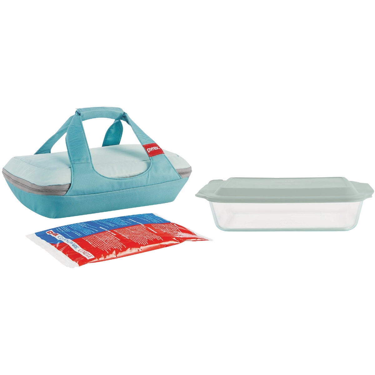 Pyrex Deep Portable Baking Dish with Sage Plastic Cover (4-Piece) Image 1
