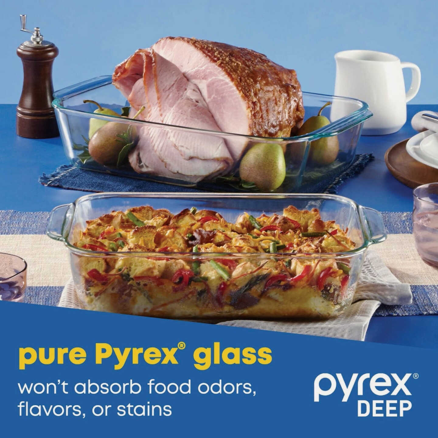 Pyrex Deep Portable Baking Dish with Sage Plastic Cover (4-Piece) Image 3