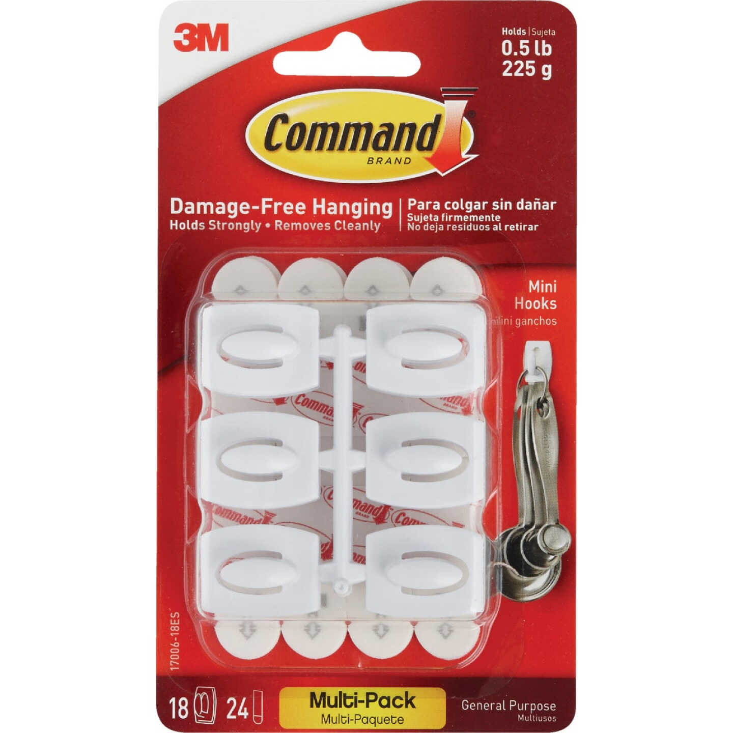 Command Mini Hooks Value Pack, White, 18 Hooks, 24 Strips Image 2