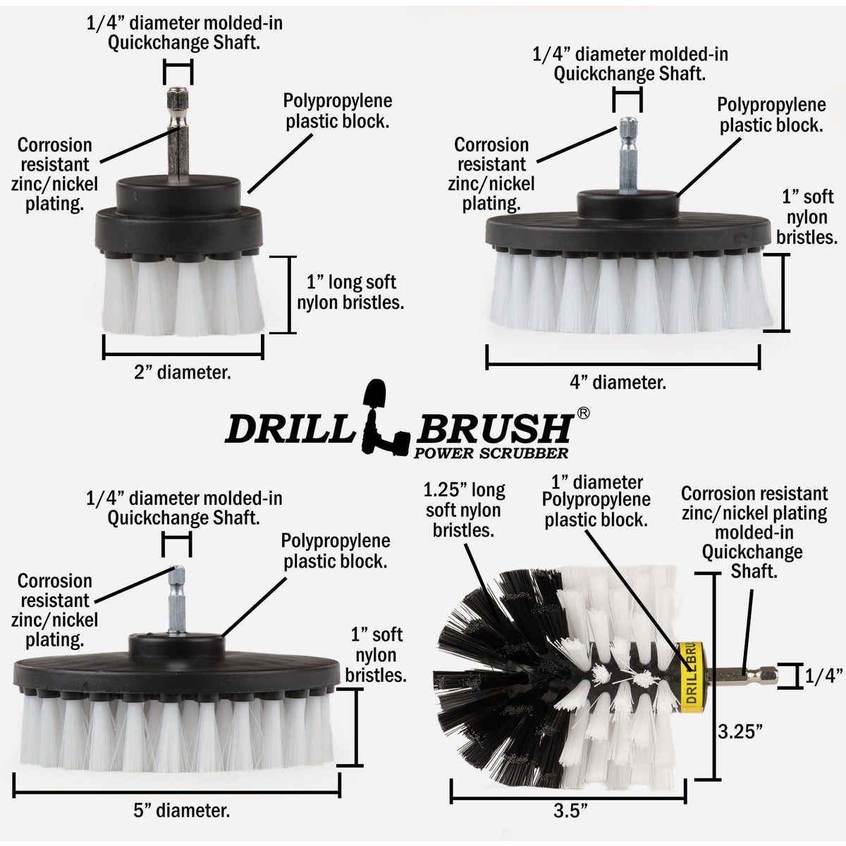 Drillbrush Automotive Soft White Drill Brush (4 Piece) Image 4