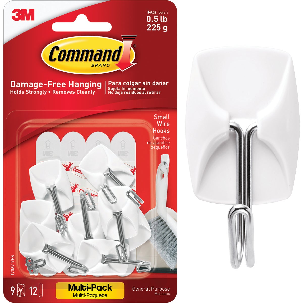 Command Small Wire Hooks Value Pack, White, 9 Hooks, 12 Strips Image 1