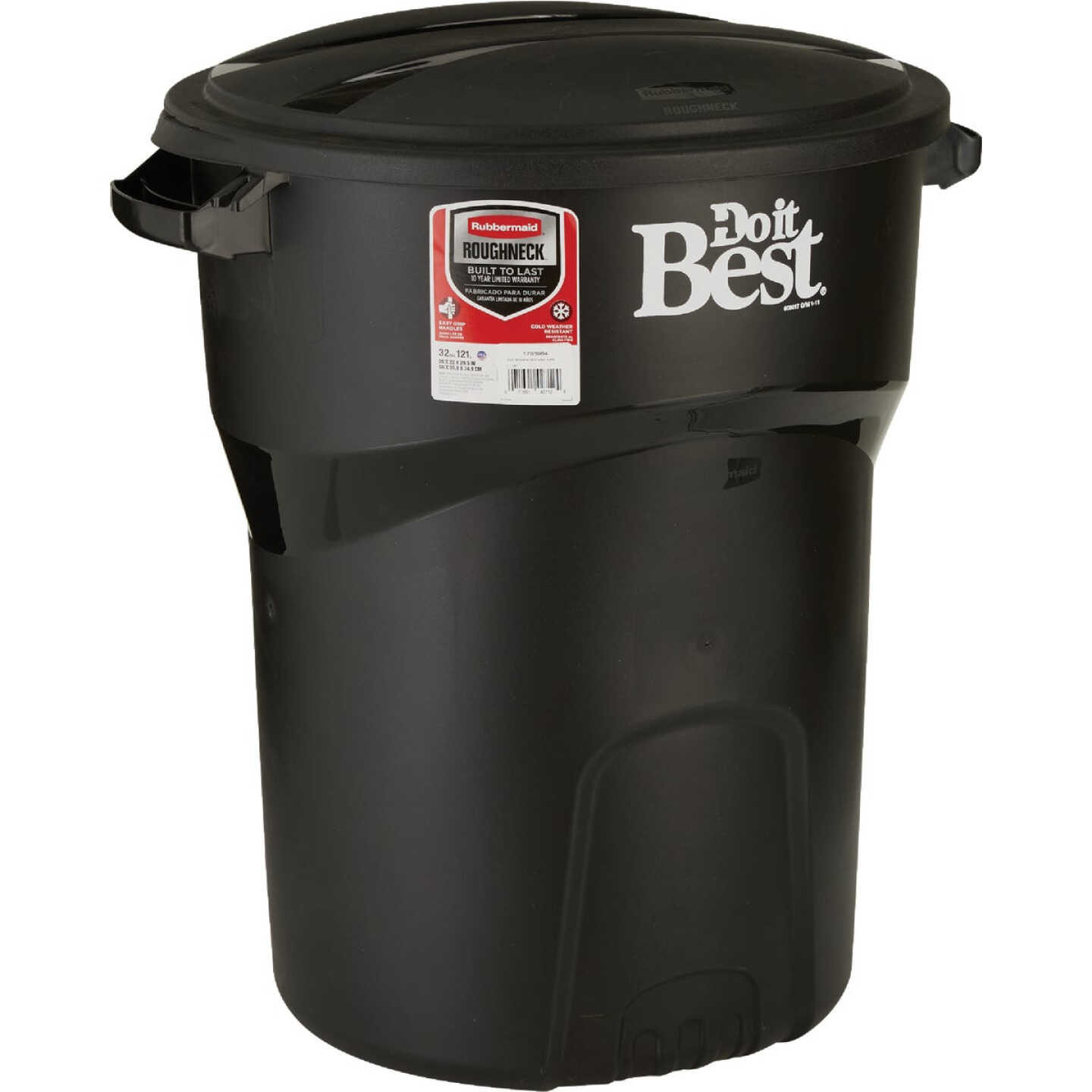 Do it Best Roughneck 32 Gal. Black Trash Can with Lid Image 1
