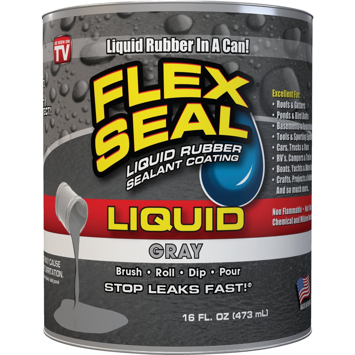 FLEX SEAL 1 Pt. Liquid Rubber Sealant, Gray Image 1