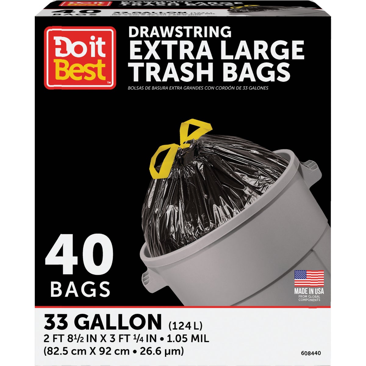 Do it Best 33 Gal. Extra Large Black Trash Bag (40-Count)