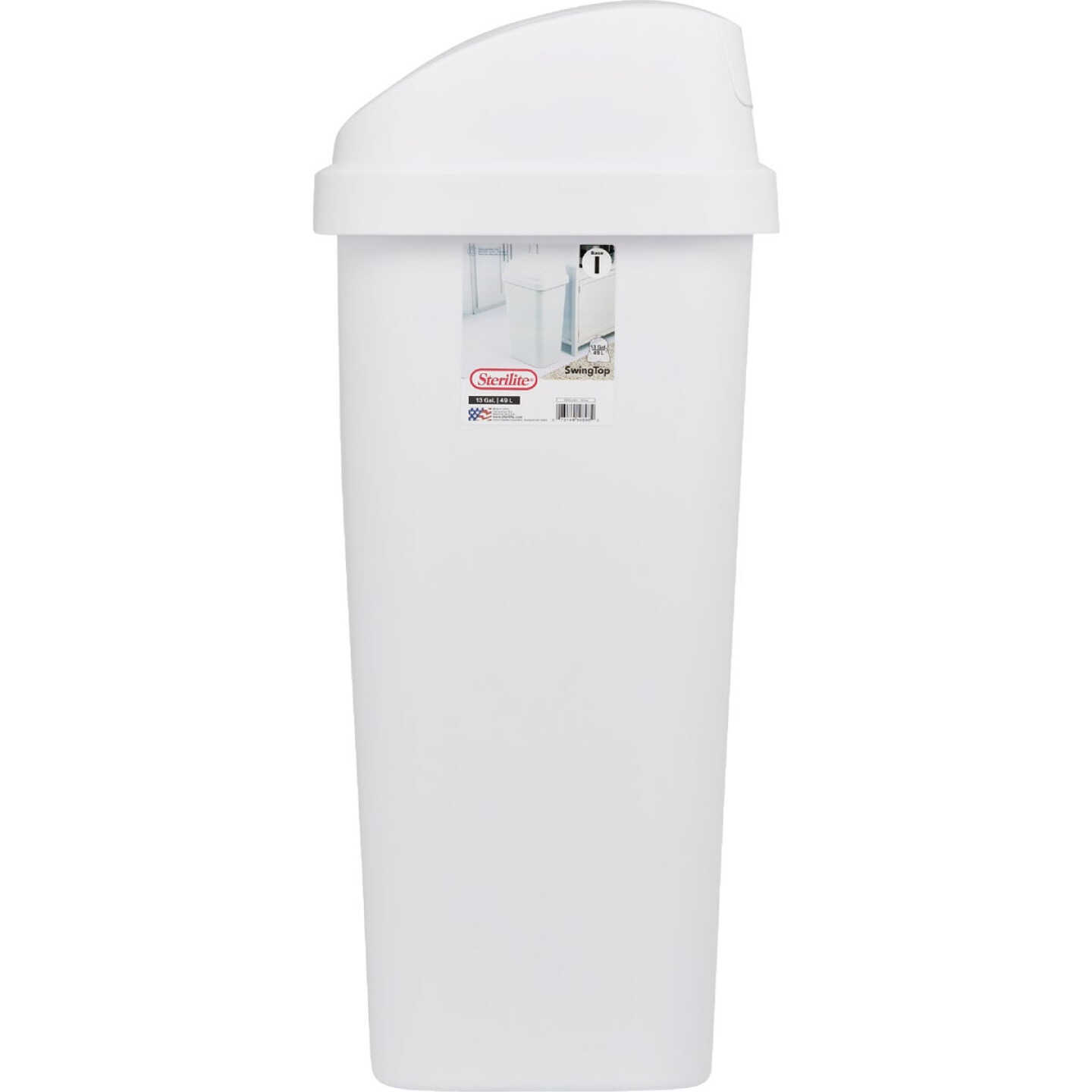 Sterilite 13 Gal. White Swing Top Wastebasket Image 4