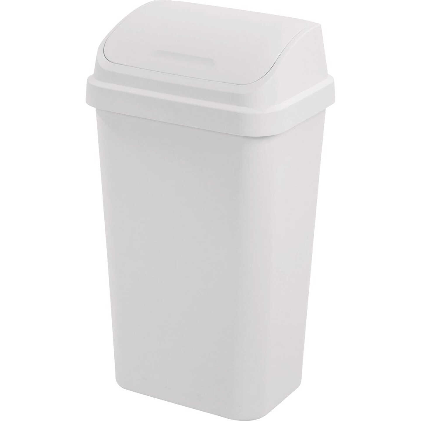 Sterilite 13 Gal. White Swing Top Wastebasket Image 1