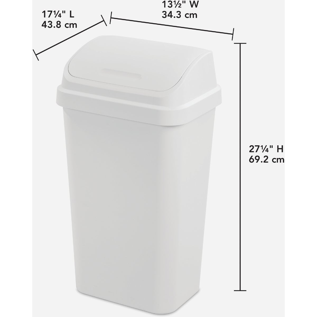 Sterilite 13 Gal. White Swing Top Wastebasket Image 2