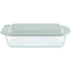 Pyrex 9 In. x 13 In. x 3 In. Glass Deep Baking Dish with Sage Lid Image 1