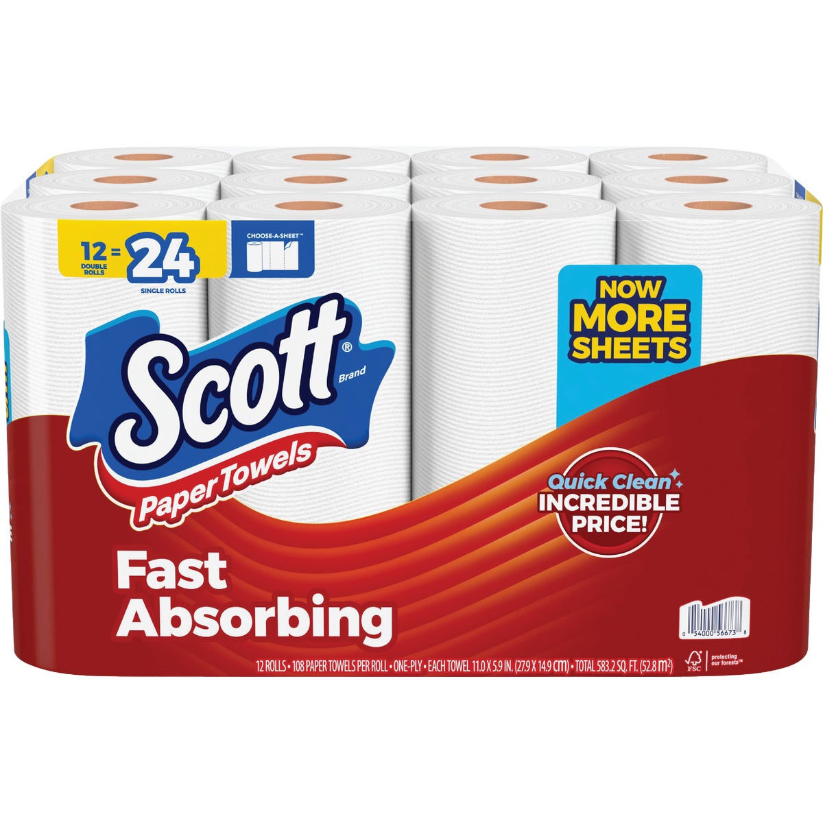 Scott Choose-A-Sheet Paper Towels (12 Double Rolls)