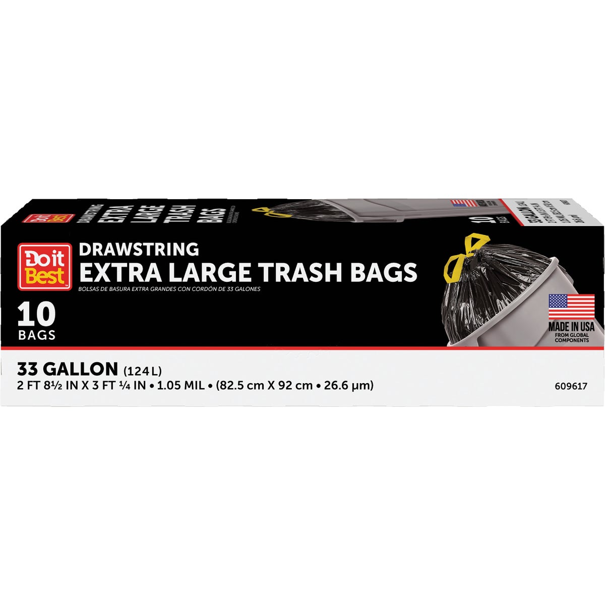 Do it Best 33 Gal. Extra Large Black Trash Bag (10-Count)