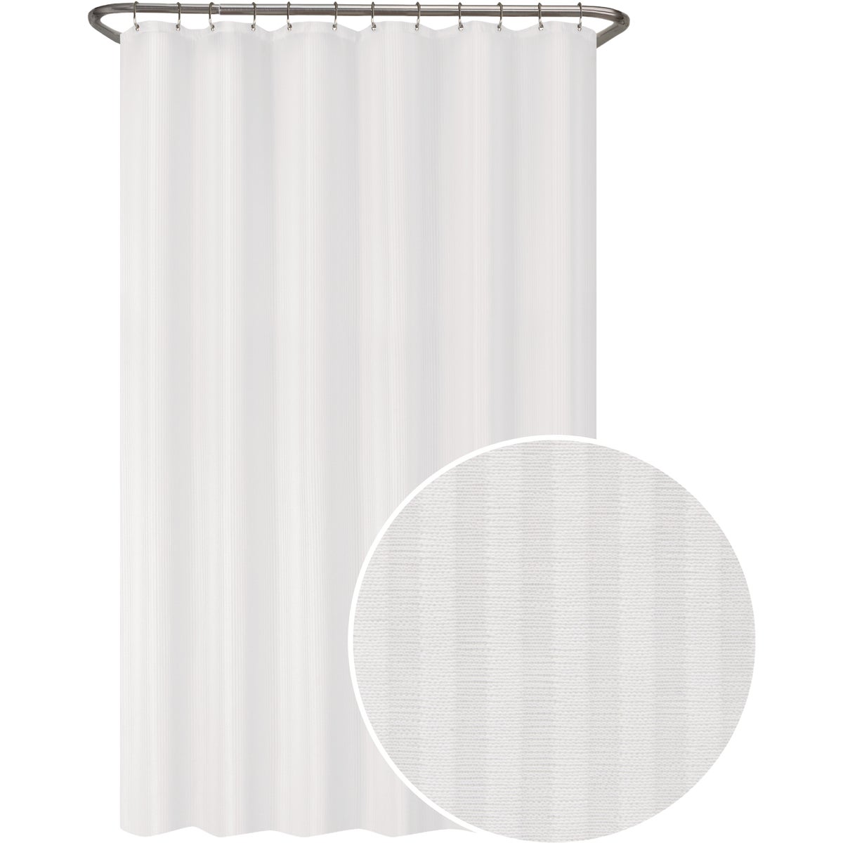 Zenna Home 70 In. x 72 In. Striped White Polyester Shower Curtain Liner Image 1