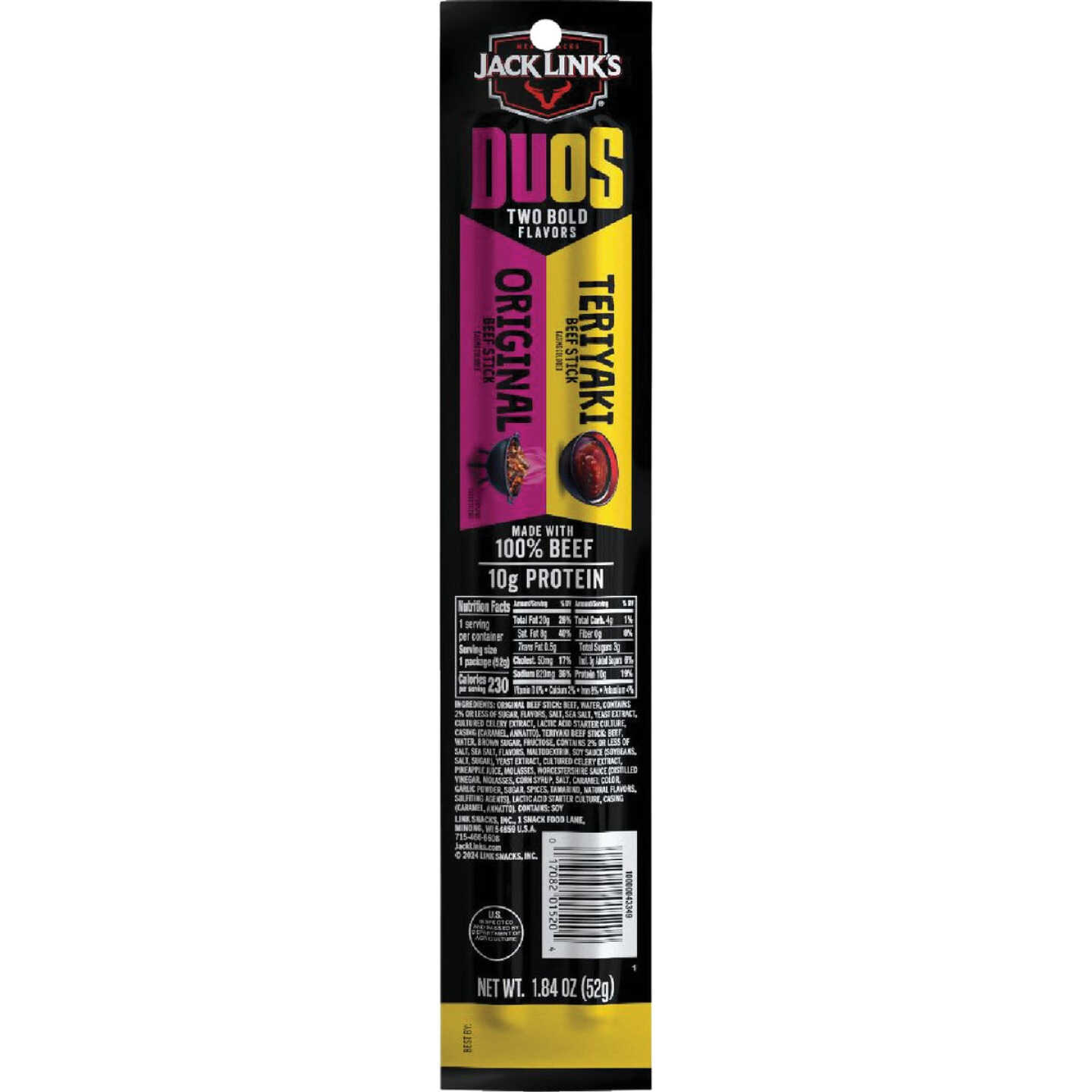 Jack Link's 1.84 Oz. Duos, Original/Teriyaki Beef Sticks Image 1