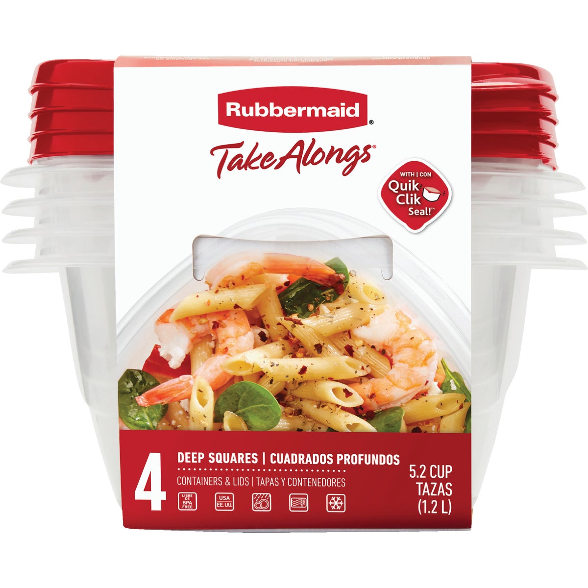 Rubbermaid TakeAlongs 5.2 C. Clear Square Food Storage Container with Lids (4-Pack) Image 2