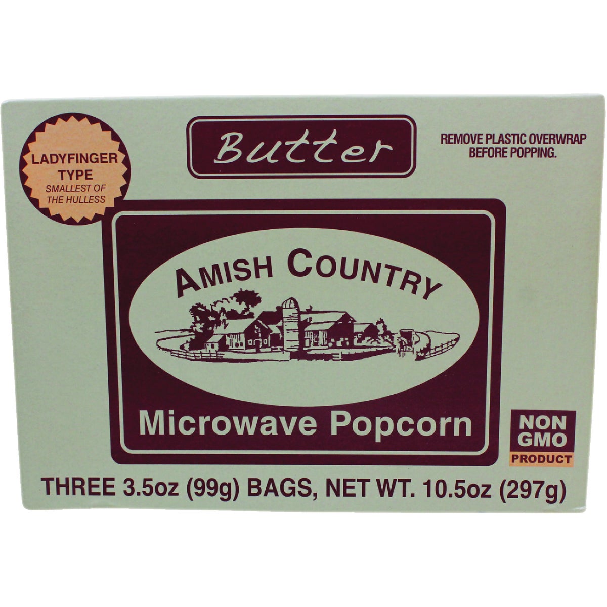 Amish Country Popcorn 3 Pack Ladyfinger Butter Microwave Popcorn