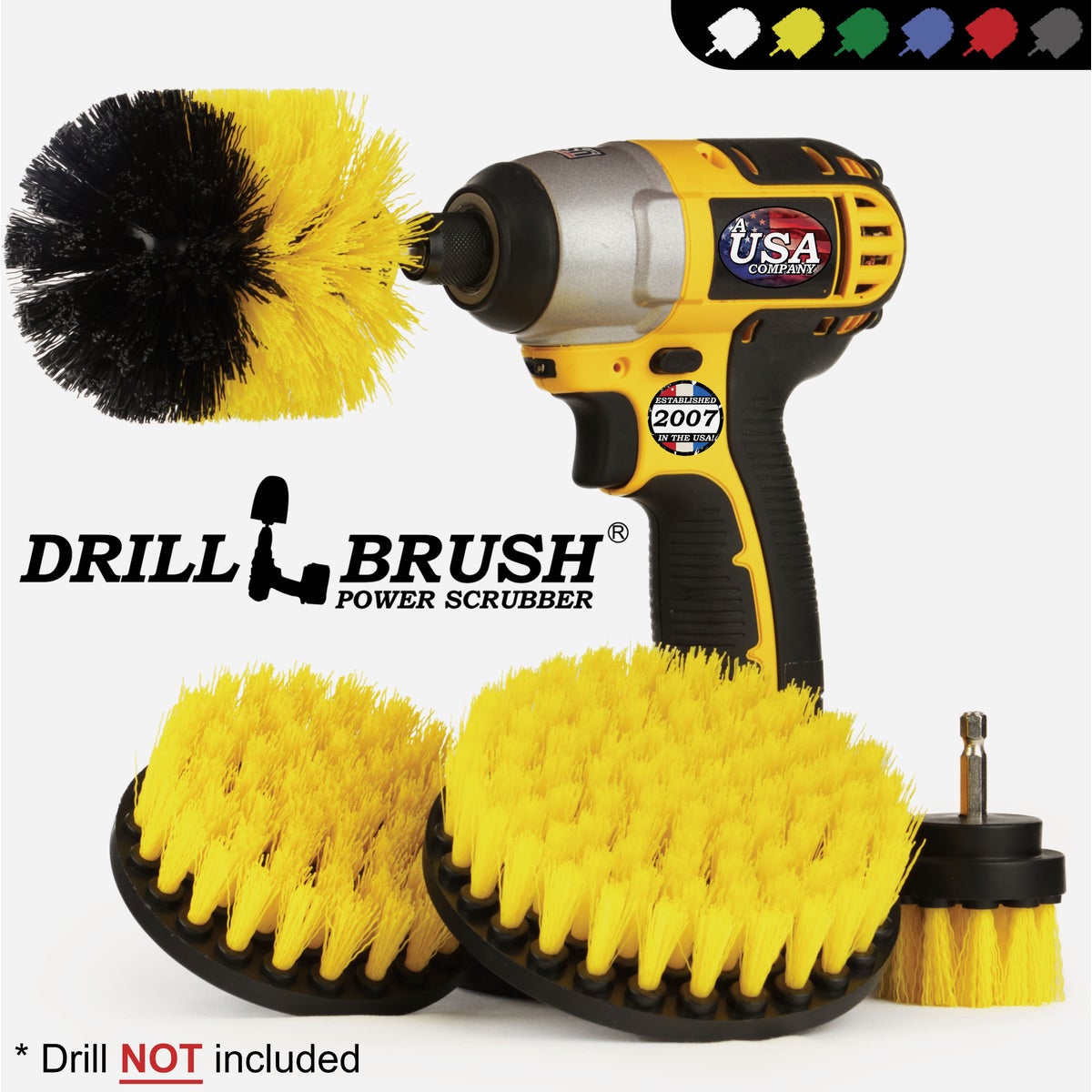 Drillbrush Bathroom Medium Yellow Drill Brush (4 Piece) Image 3