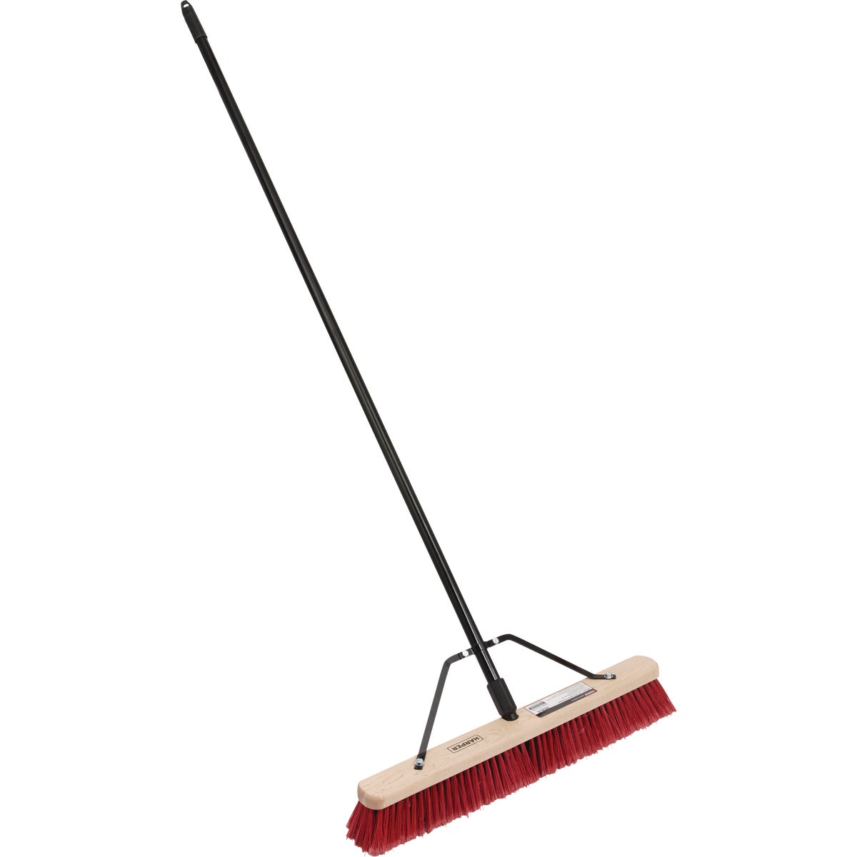 Harper 24 In. Red Bordered Indoor/Outdoor Block Push Broom with 15/16 In. X 60 In. Threaded Metal Handle and Steel Brace Image 3