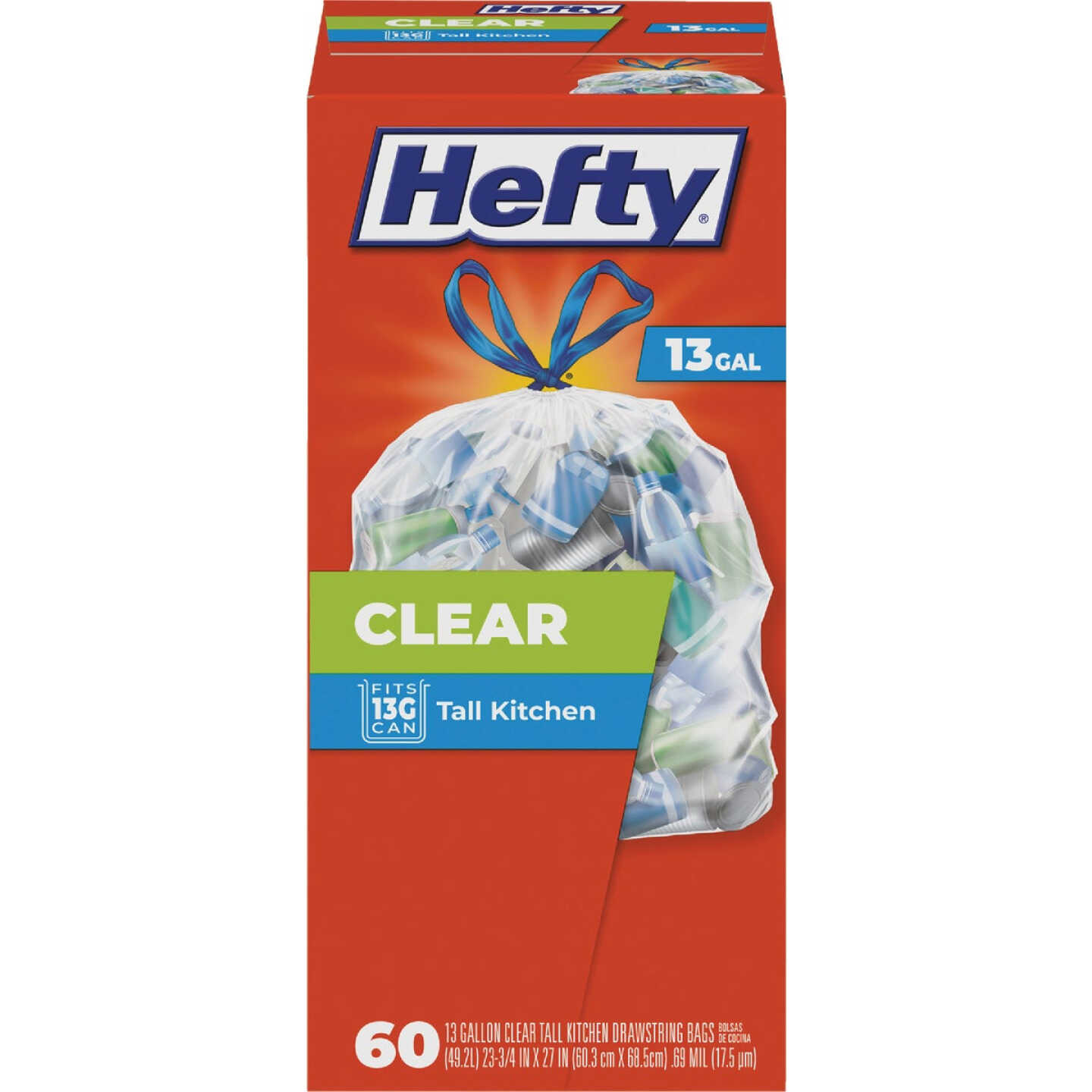 Hefty 13 Gal. Clear Drawstring Tall Kitchen Bag (60-Count) Image 1