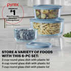 Pyrex Simply Store Tinted Round Storage Set with Blue Plastic Lids (6-Piece) Image 2