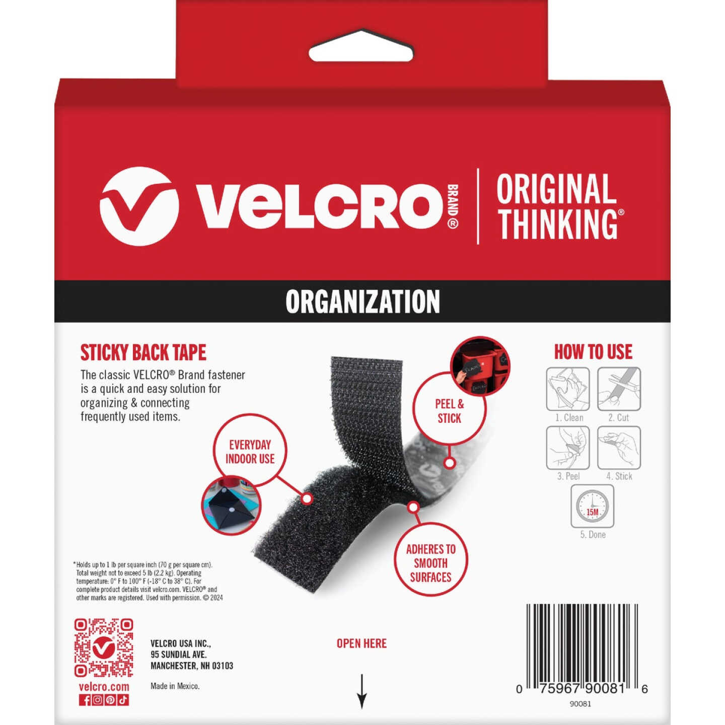 VELCRO Brand 3/4 In. x 15 Ft. Black Sticky Back Reclosable Hook & Loop Roll Image 5