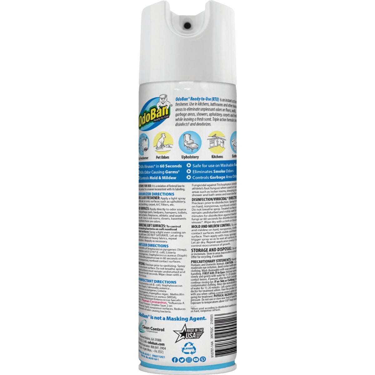 OdoBan 14.6 Oz. Fresh Linen Multi-Purpose Fabric & Air Freshener Disinfectant Aerosol Spray Image 3