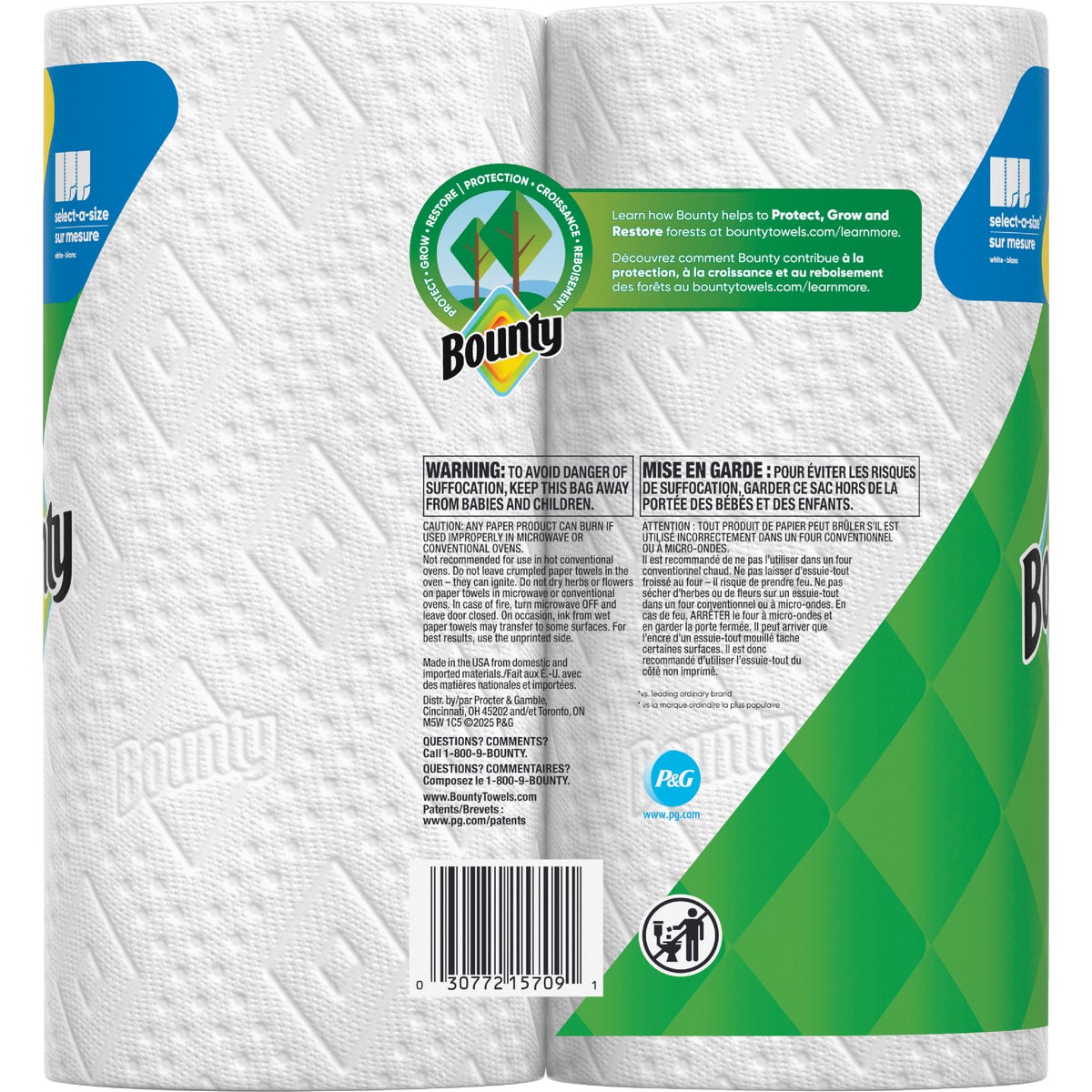 Bounty Select-A-Size Paper Towels, 2 Double Rolls Image 5