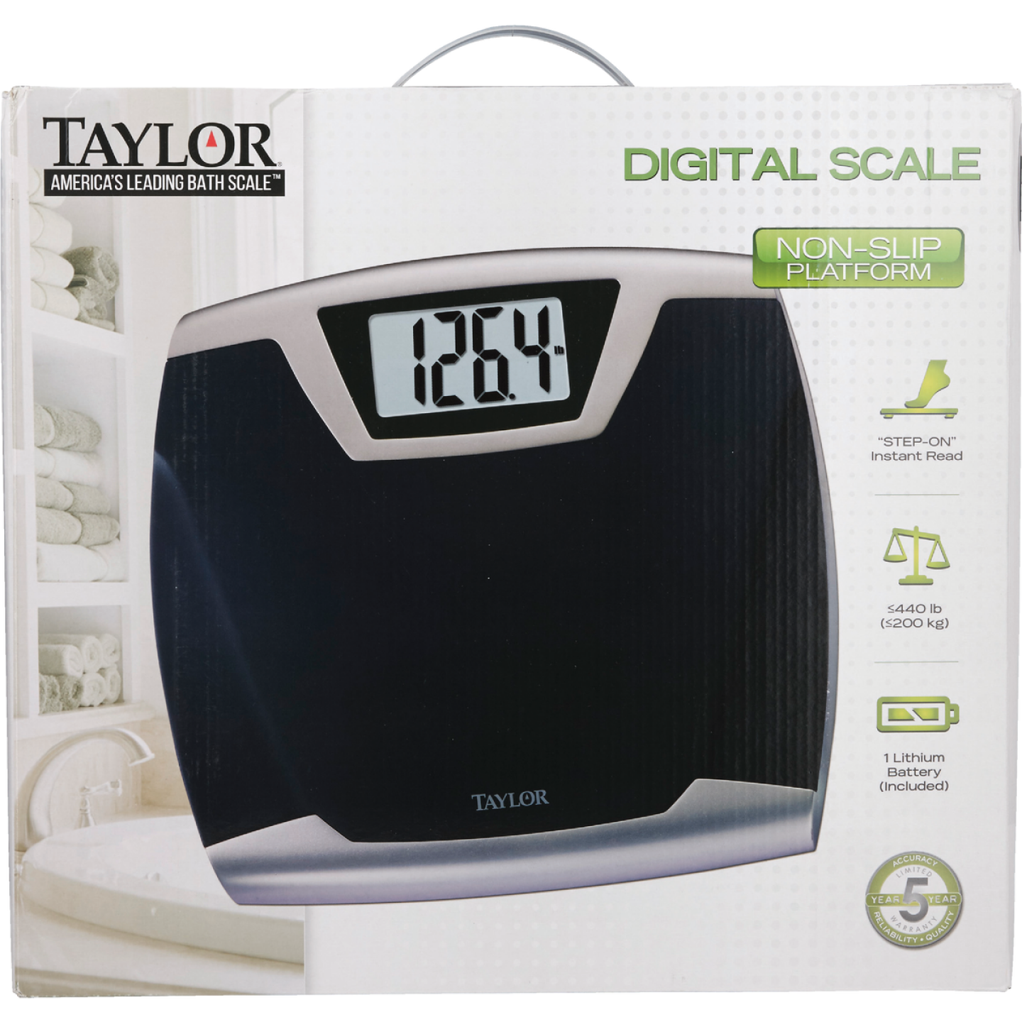Taylor Digital 440 Lb. Bath Scale, Black Image 2