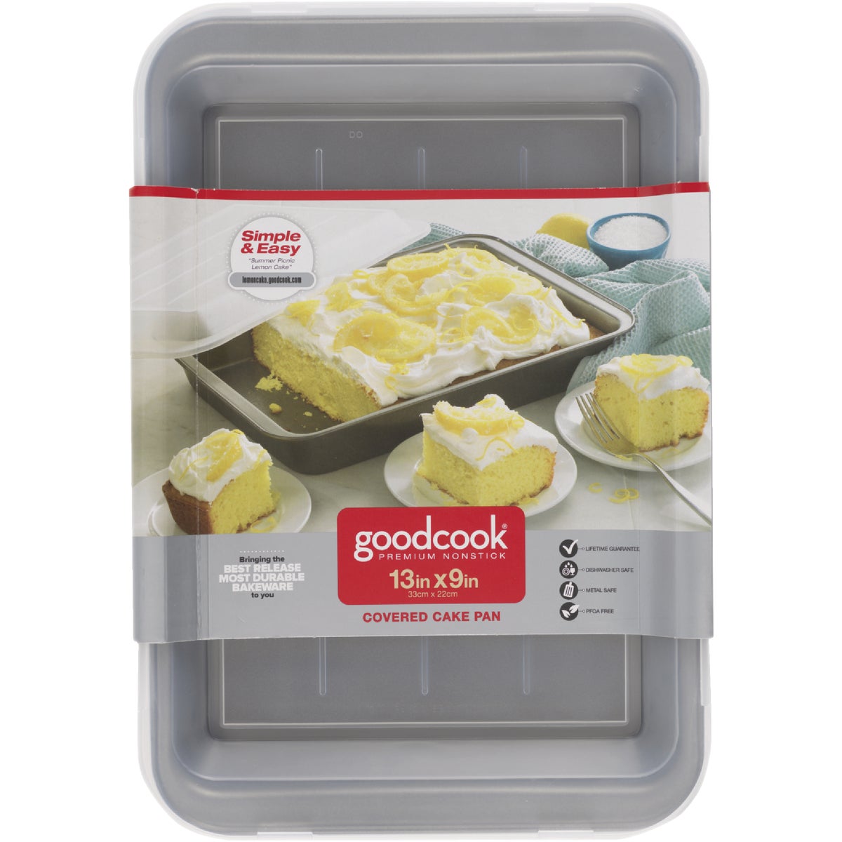 Goodcook 13 In. x 9 In. Non-Stick Cake Pan with Plastic Snap-Closure Lid Image 3