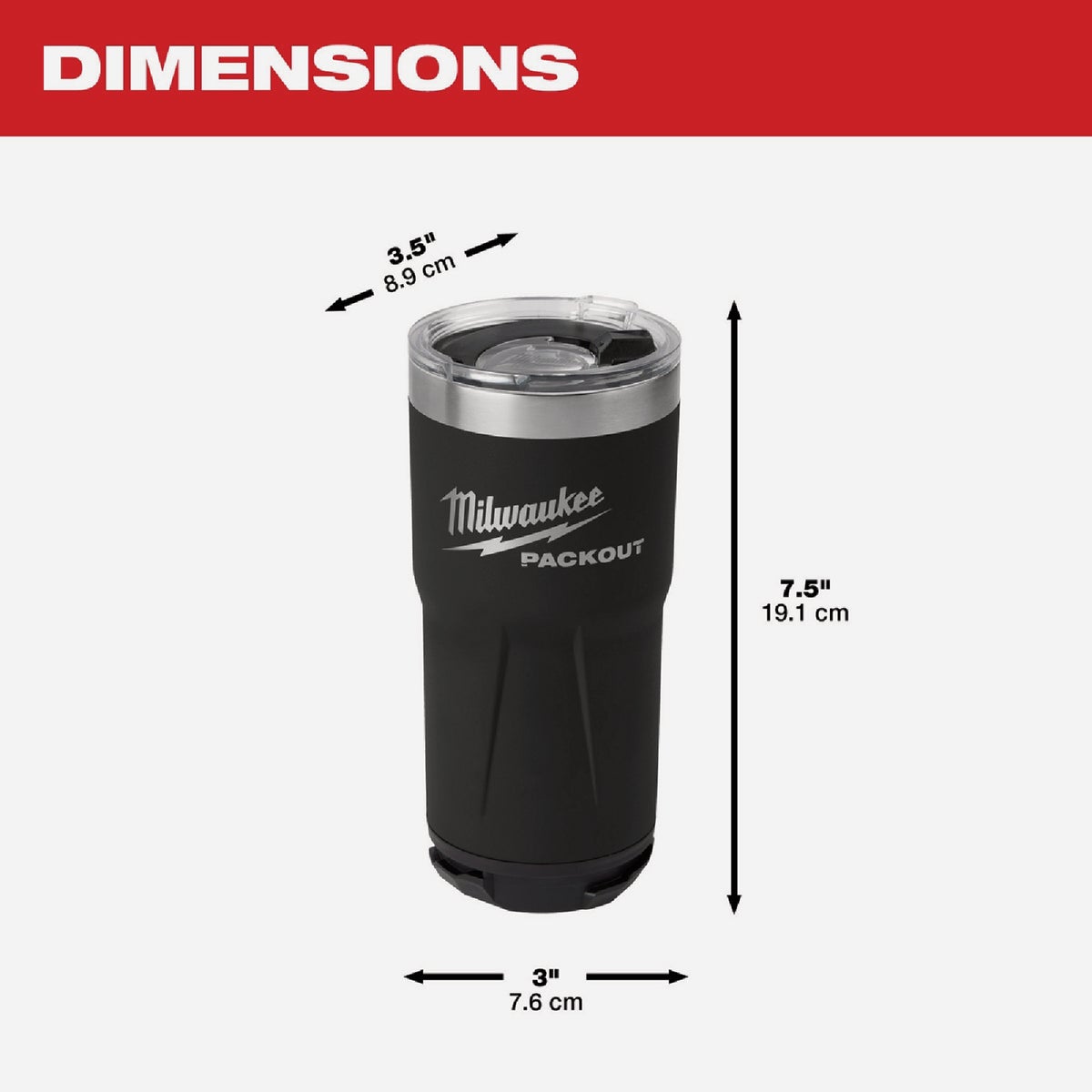 Milwaukee PACKOUT 20 Oz. Black Insulated Tumbler Image 4