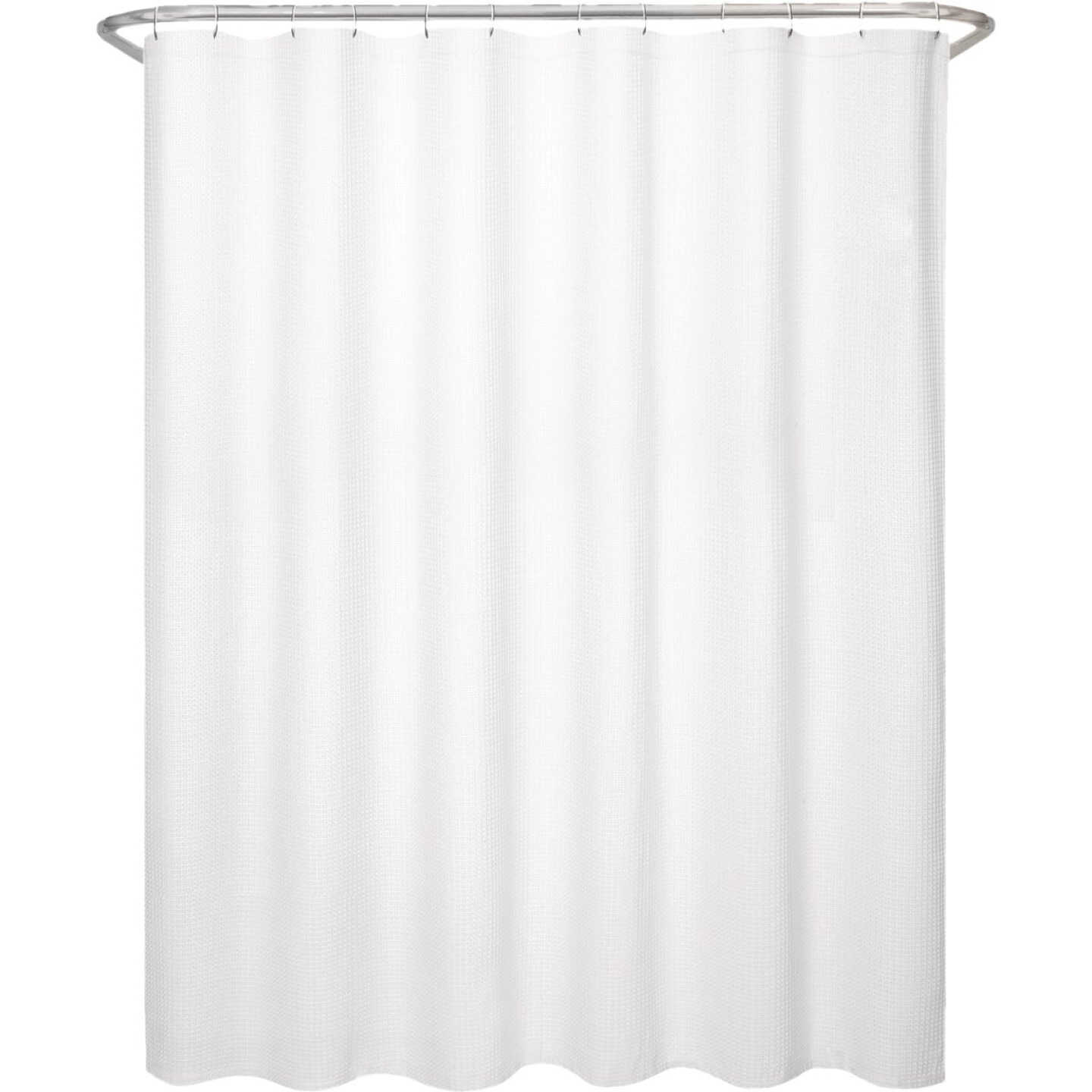Zenna Home 70 In. x 72 In. Spa Waffle White Decorative Fabric Shower Curtain Image 1