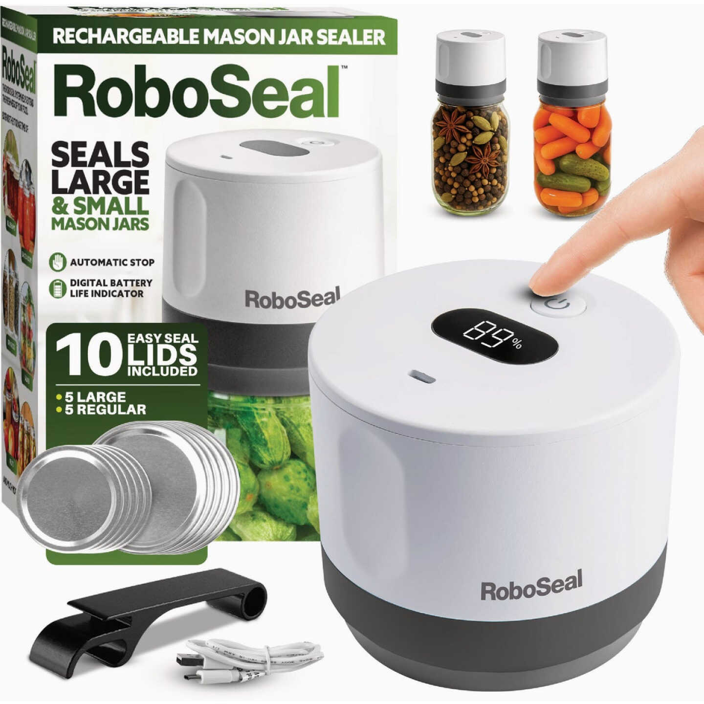 RoboSeal Rechargeable Mason Jar Sealer Image 1