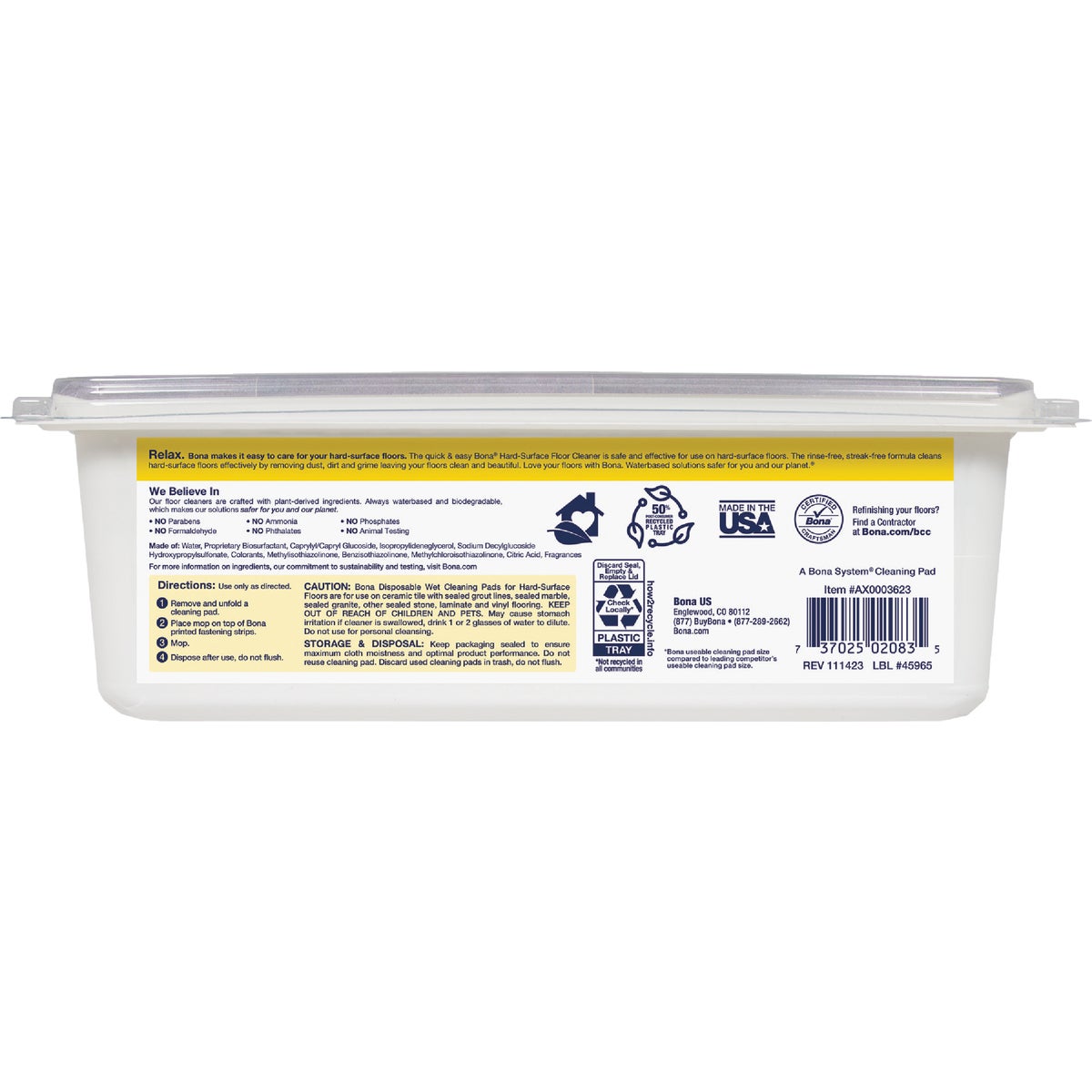 Bona Lemon Mint Disposable Wet Cleaning Pads for Hard-Surface Floors (12-Count) Image 2