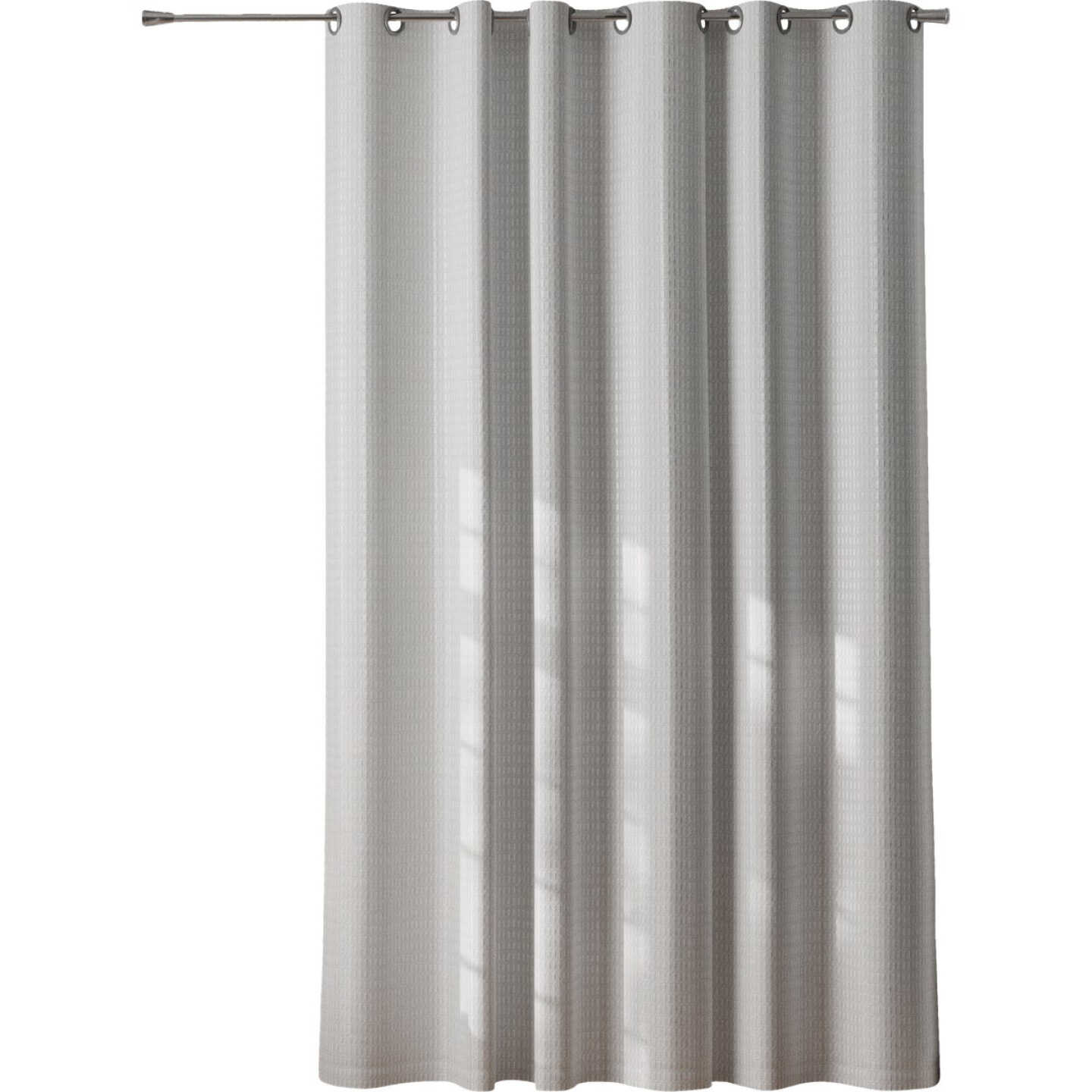 Zenna Home 71 In. x 74 In. Stevenson White Hook-Free InstaCurtain Shower Curtain with Built-in Grommets Image 1