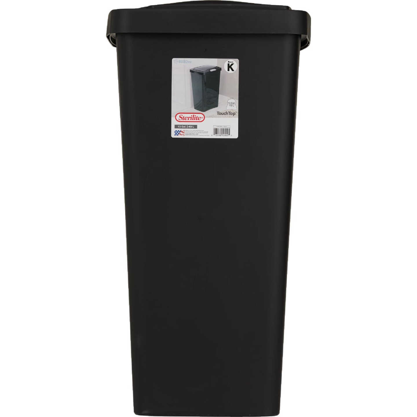 Sterilite 13 Gal. Black TouchTop Wastebasket Image 2