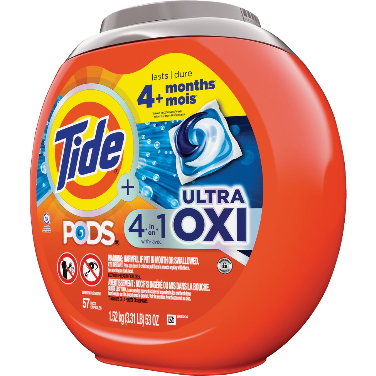 Tide Pods 4-In-1 Ultra Oxy Liquid Laundry Detergent Soap Pacs (57-Count) Image 2