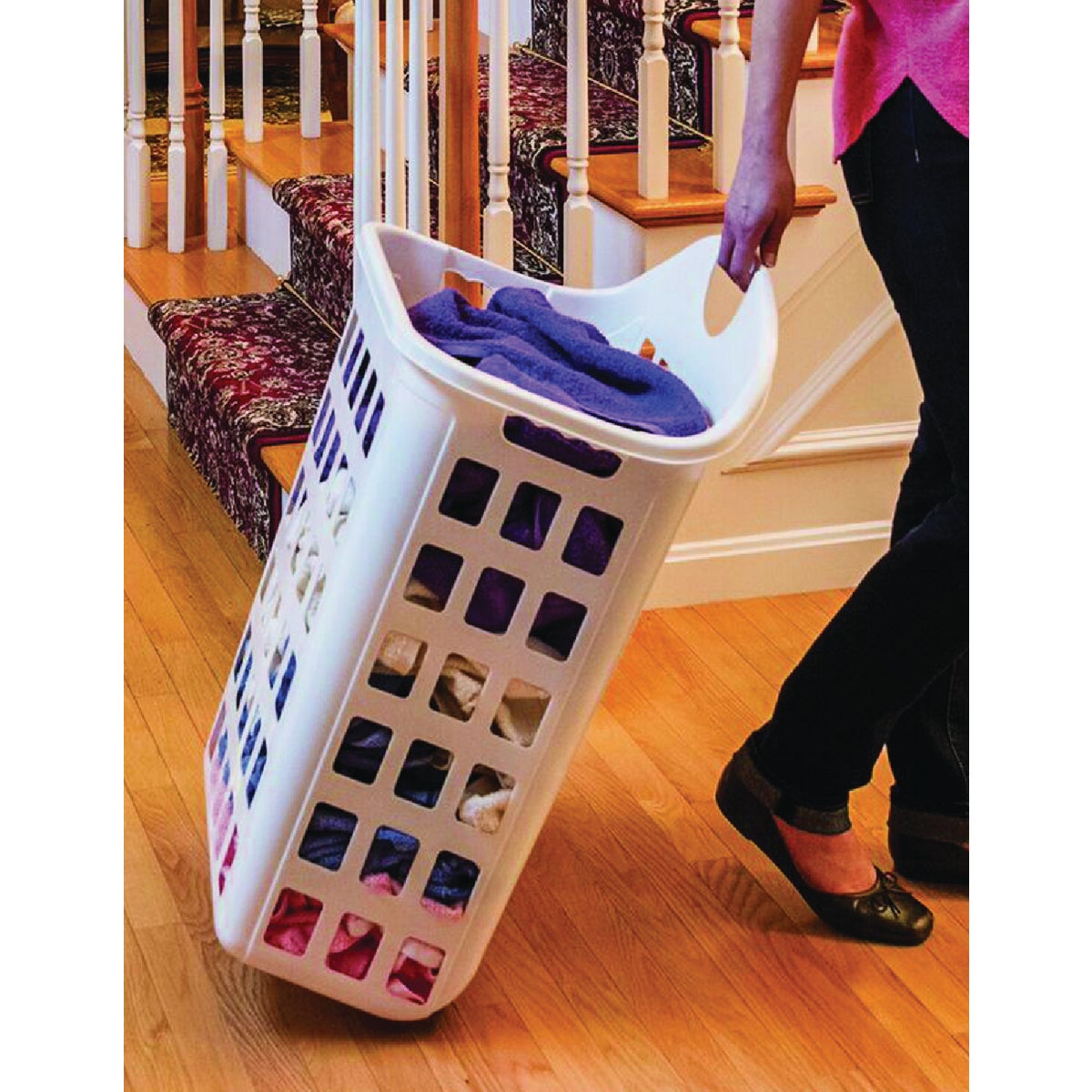 United Solutions 2 Bushel White Rolling Hamper Image 2