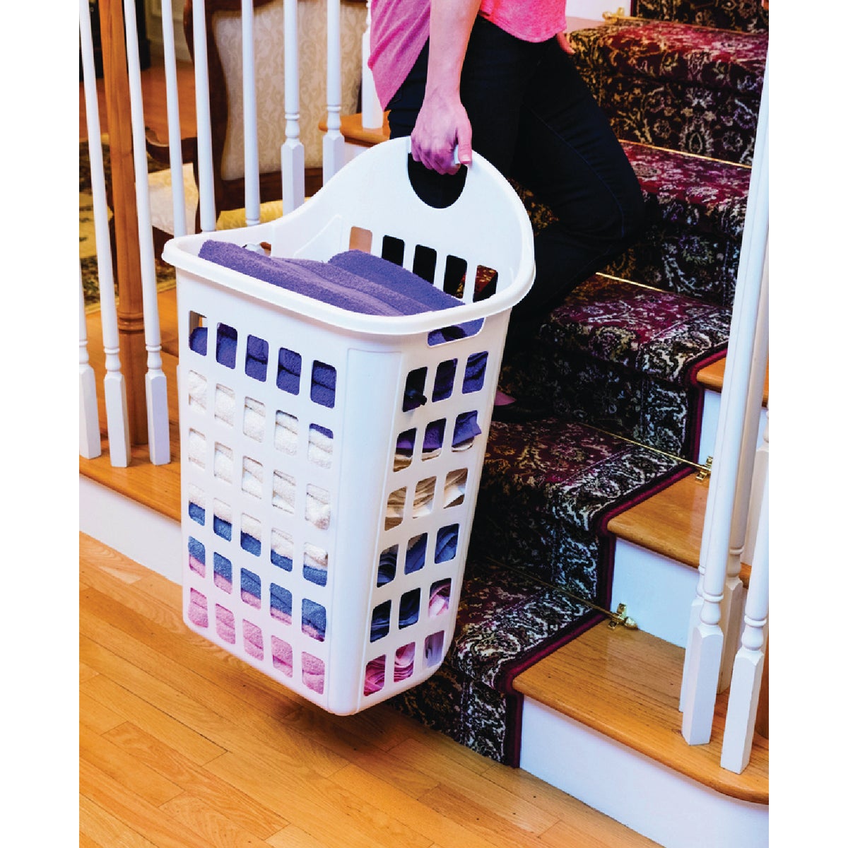 United Solutions 2 Bushel White Rolling Hamper Image 3